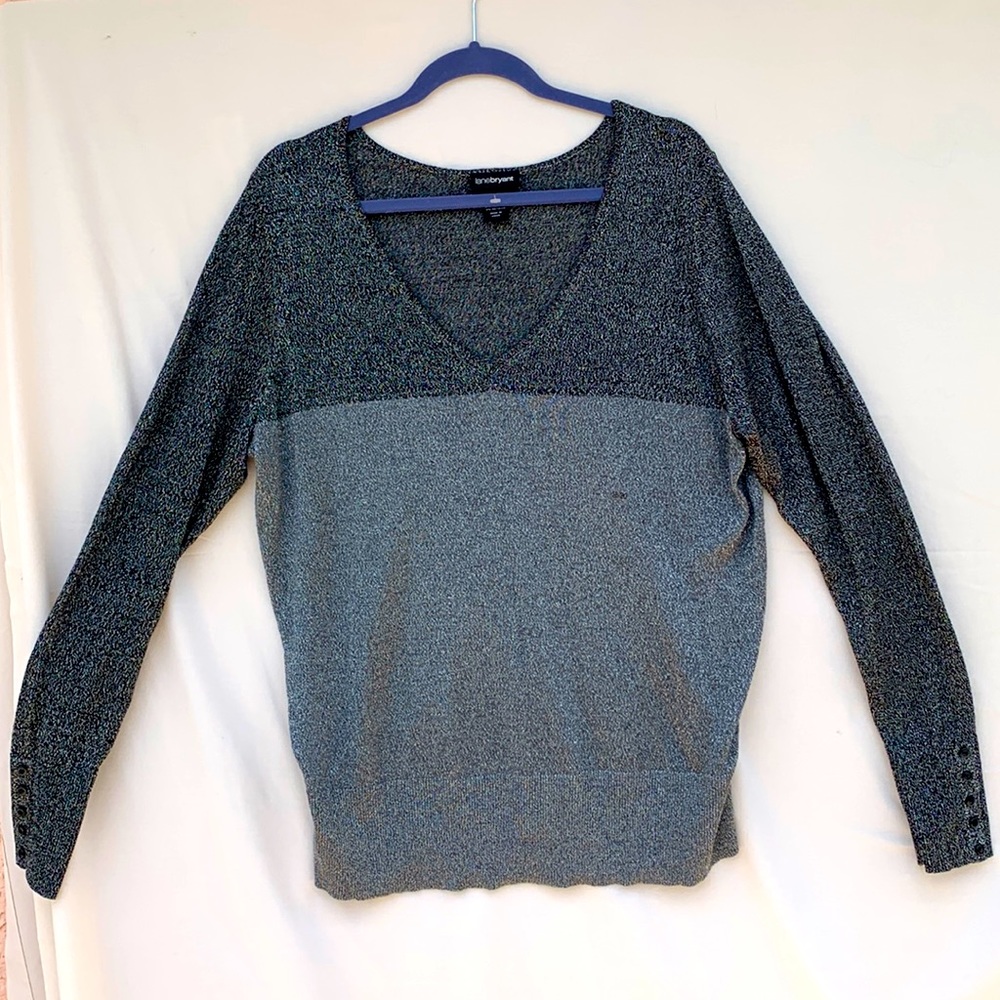 Lanebryant lightweight sweater two tone gray with silver metallic 18/20 new